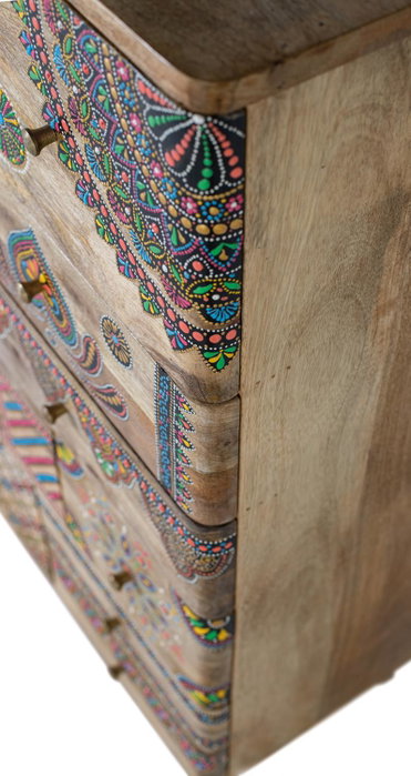 GINER Y COLOMER Commode 11 tiroirs en bois de manguier multicolore